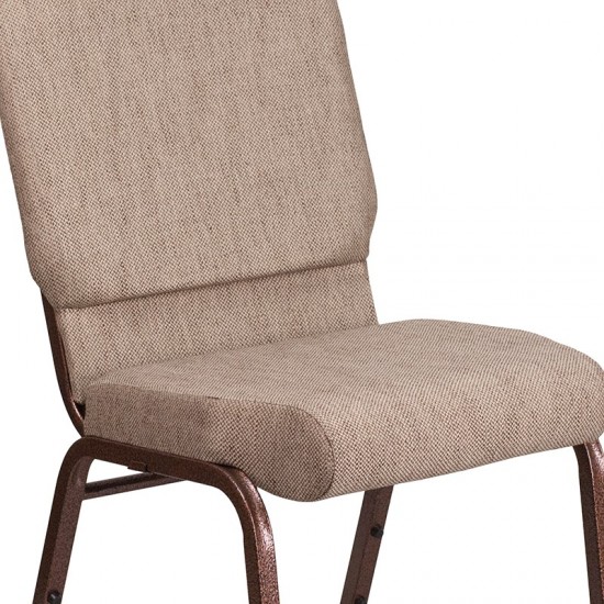 18.5''W Stacking Church Chair in Beige Fabric - Copper Vein Frame