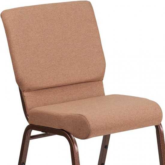 18.5''W Stacking Church Chair in Caramel Fabric - Copper Vein Frame