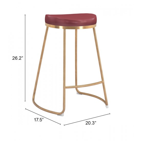 Bree Counter Stool (Set of 2) Burgundy & Gold