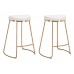 Bree Counter Stool (Set of 2) White & Gold