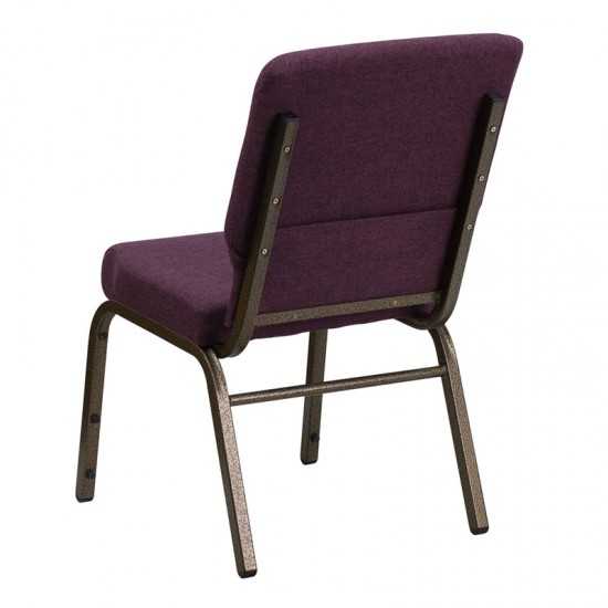 18.5''W Stacking Church Chair in Plum Fabric - Gold Vein Frame