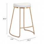 Bree Counter Stool (Set of 2) White & Gold