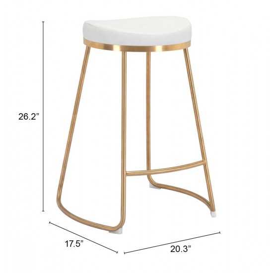 Bree Counter Stool (Set of 2) White & Gold