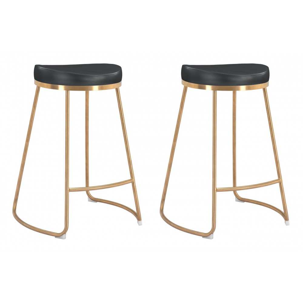 Bree Counter Stool (Set of 2) Black & Gold