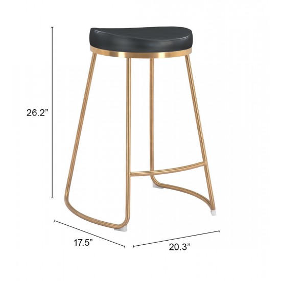 Bree Counter Stool (Set of 2) Black & Gold