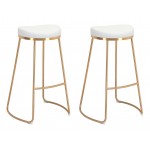 Bree Barstool (Set of 2) White & Gold