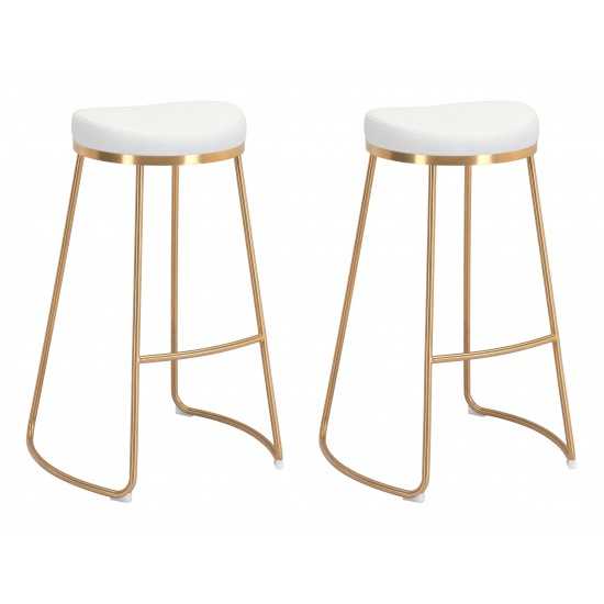 Bree Barstool (Set of 2) White & Gold