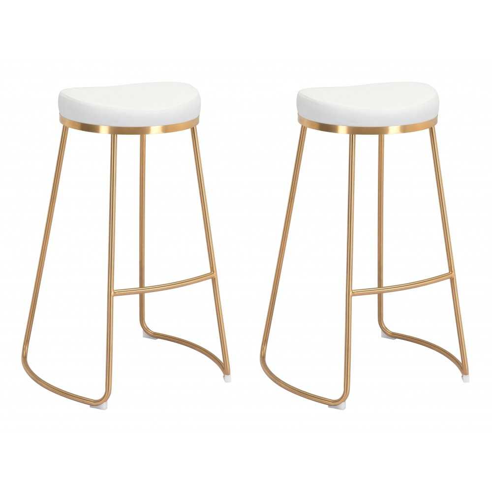 Bree Barstool (Set of 2) White & Gold