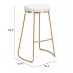 Bree Barstool (Set of 2) White & Gold