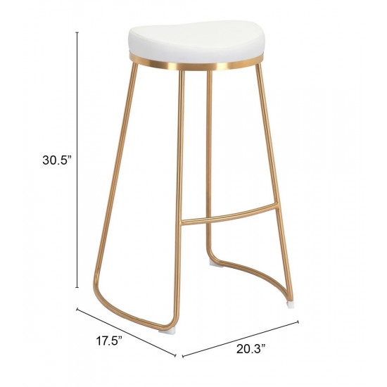 Bree Barstool (Set of 2) White & Gold