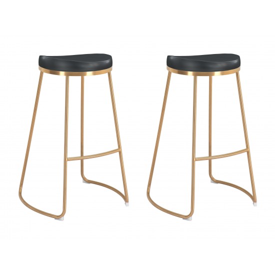 Bree Barstool (Set of 2) Black & Gold