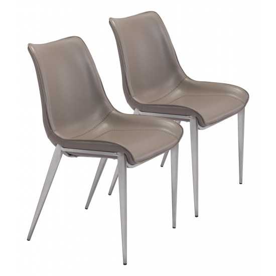 Magnus Dining Chair (Set of 2) Gray & Silver