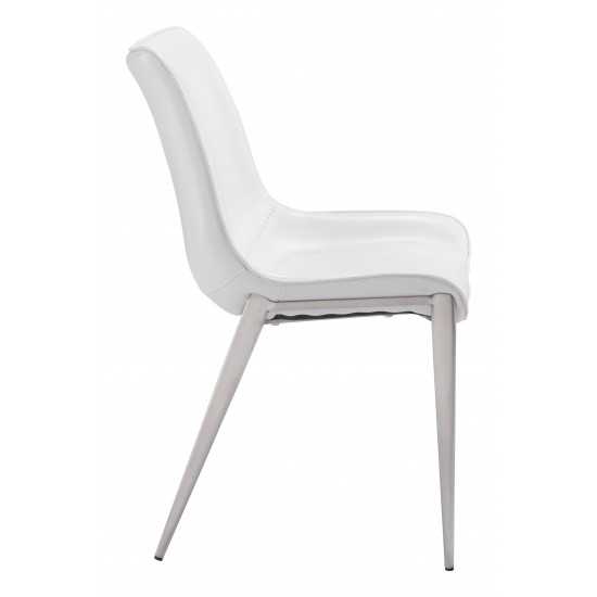 Magnus Dining Chair (Set of 2) White & Silver