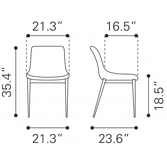 Magnus Dining Chair (Set of 2) White & Silver