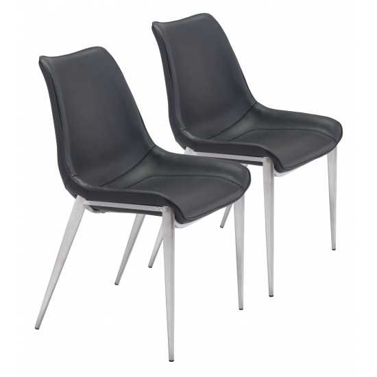 Magnus Dining Chair (Set of 2) Black & Silver