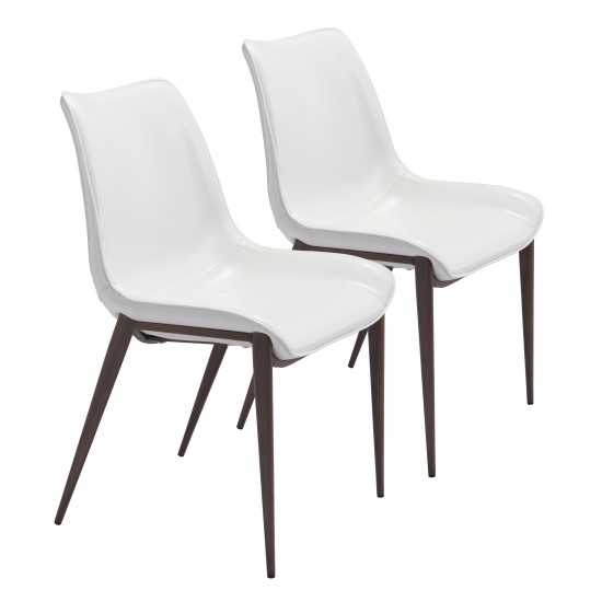 Magnus Dining Chair (Set of 2) White & Walnut