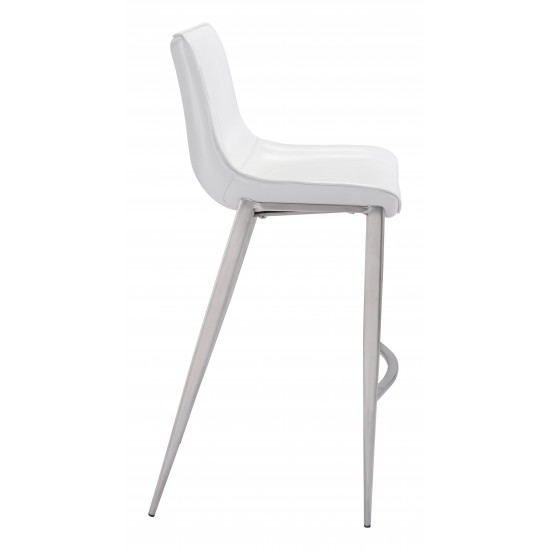 Magnus Bar Chair (Set of 2) White & Silver