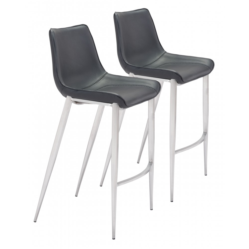 Magnus Bar Chair (Set of 2) Black & Silver Magnus Bar Chair (Set of 2) Black & Silver