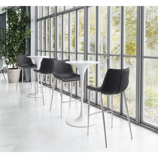 Magnus Bar Chair (Set of 2) Black & Silver