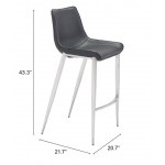 Magnus Bar Chair (Set of 2) Black & Silver