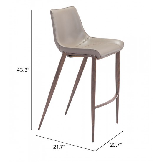 Magnus Bar Chair (Set of 2) Gray & Walnut