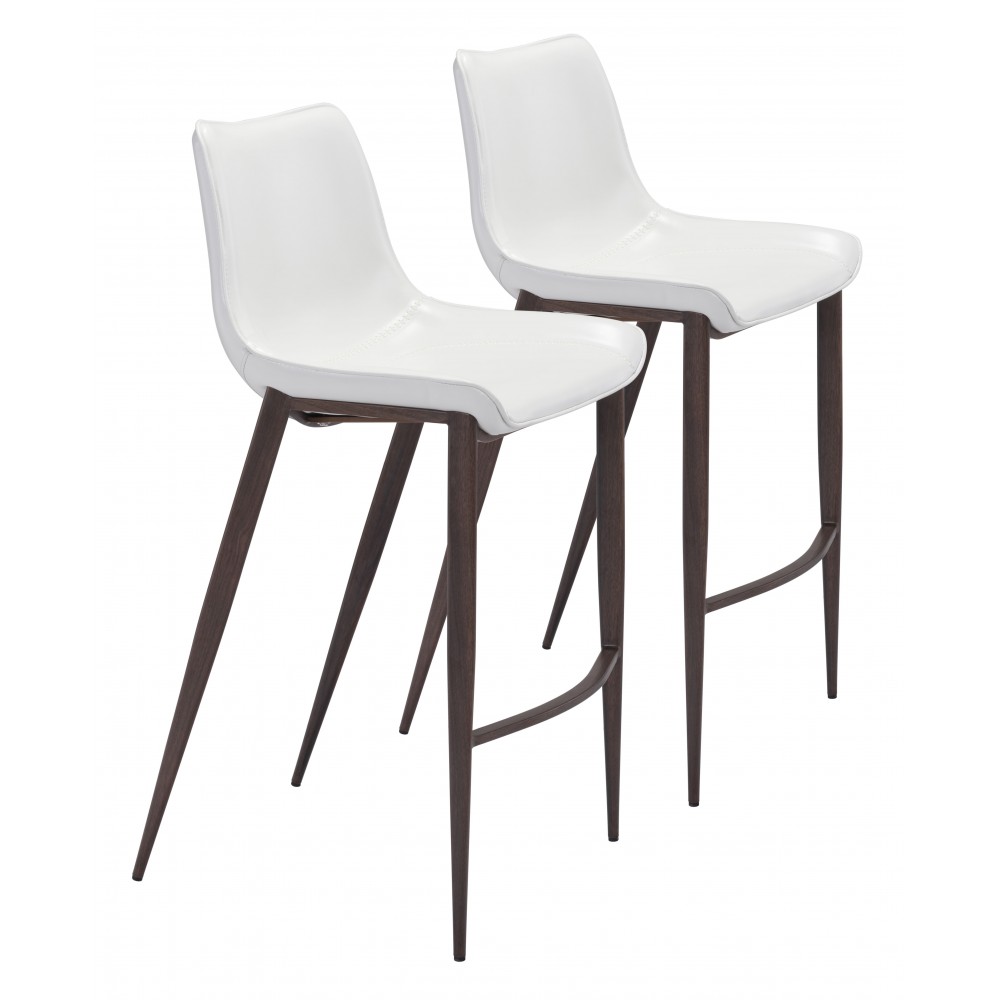 Magnus Bar Chair (Set of 2) White & Walnut