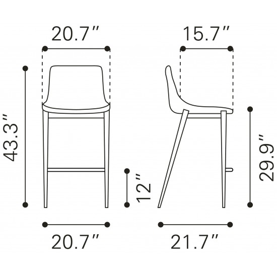 Magnus Bar Chair (Set of 2) White & Walnut