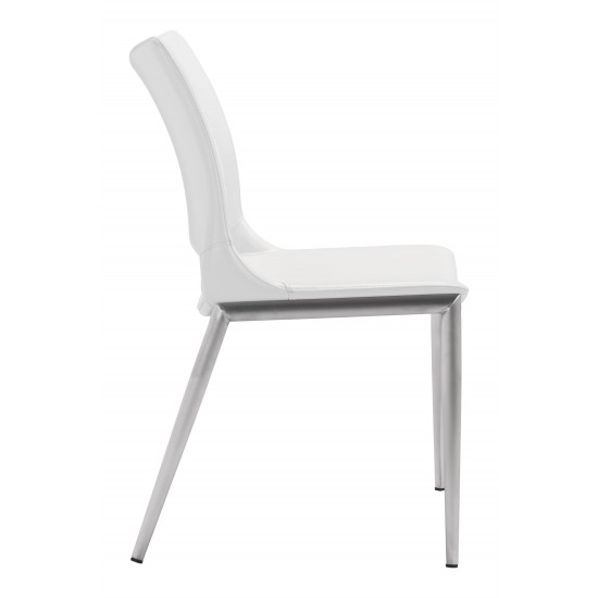 Ace Dining Chair (Set of 2) White & Silver