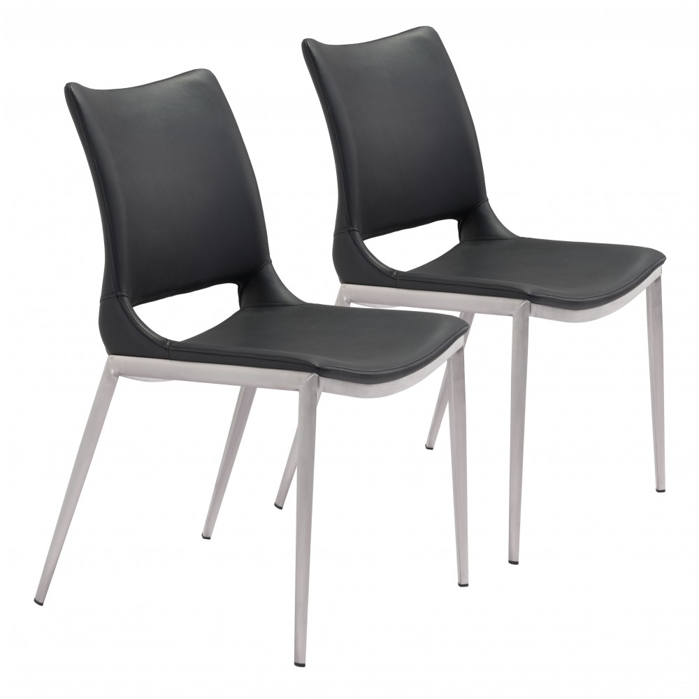 Ace Dining Chair (Set of 2) Black & Silver