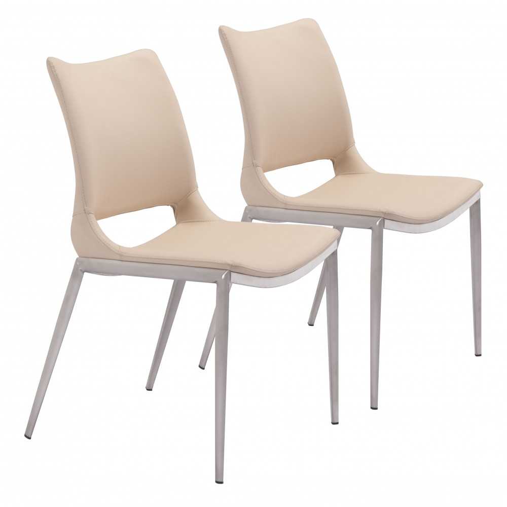 Ace Dining Chair (Set of 2) Light Pink & Silver