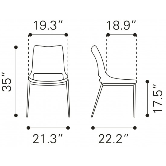 Ace Dining Chair (Set of 2) Gray & Walnut