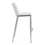 Ace Bar Chair (Set of 2) White & Silver