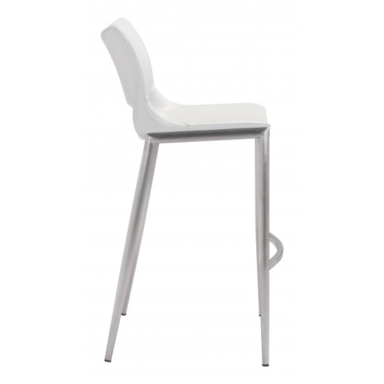 Ace Bar Chair (Set of 2) White & Silver