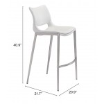 Ace Bar Chair (Set of 2) White & Silver