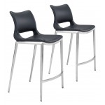 Ace Counter Chair (Set of 2) Black & Silver