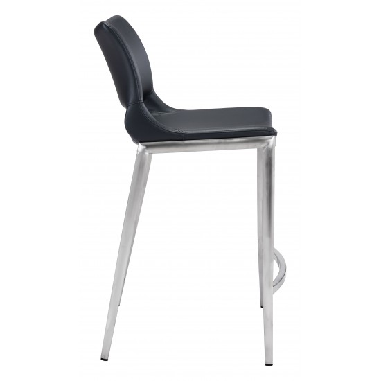 Ace Counter Chair (Set of 2) Black & Silver