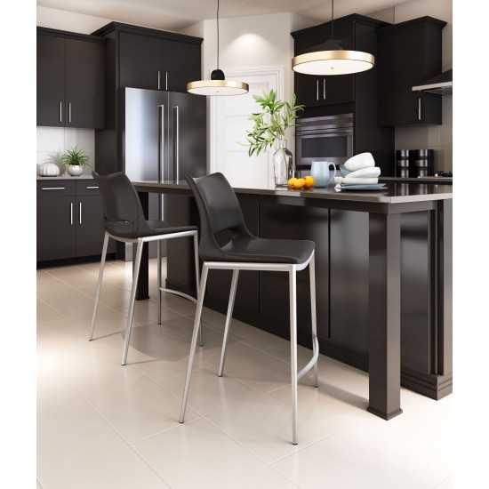 Ace Counter Chair (Set of 2) Black & Silver