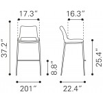 Ace Counter Chair (Set of 2) Black & Silver