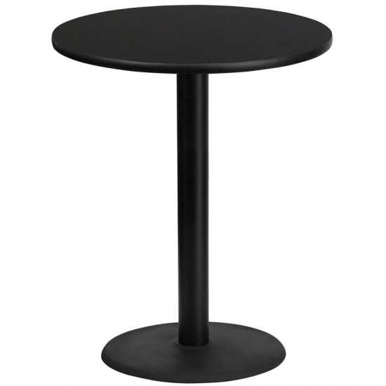 36'' Round Black Laminate Table Top with 24'' Round Bar Height Table Base