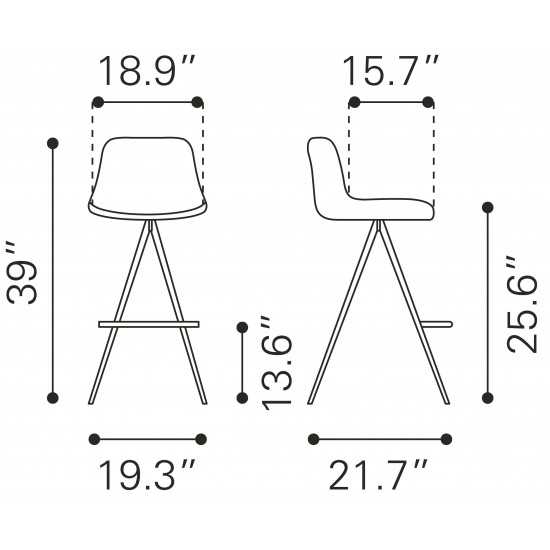 Aki Counter Chair (Set of 2) White & Black