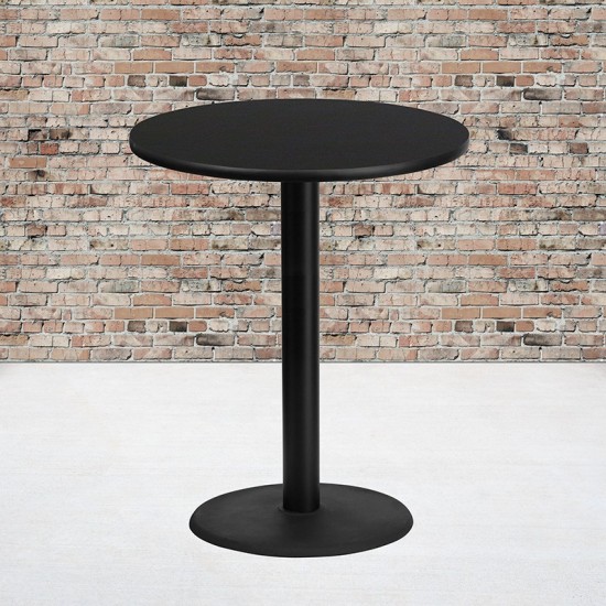 36'' Round Black Laminate Table Top with 24'' Round Bar Height Table Base