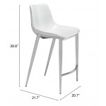 Magnus Counter Chair (Set of 2) White & Silver