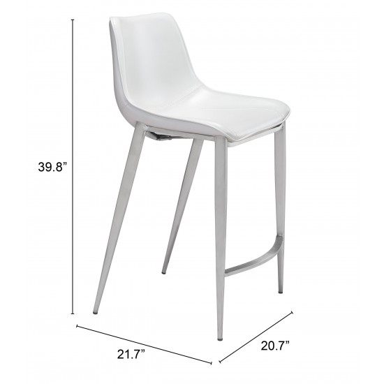 Magnus Counter Chair (Set of 2) White & Silver