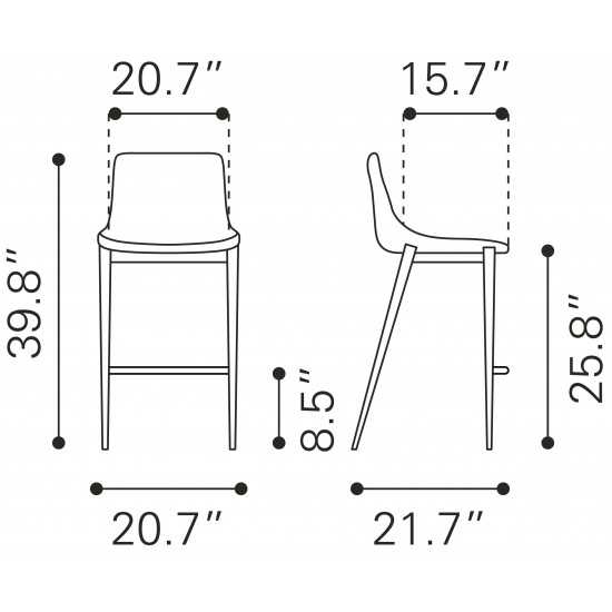 Magnus Counter Chair (Set of 2) White & Silver