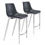 Magnus Counter Chair (Set of 2) Black & Silver