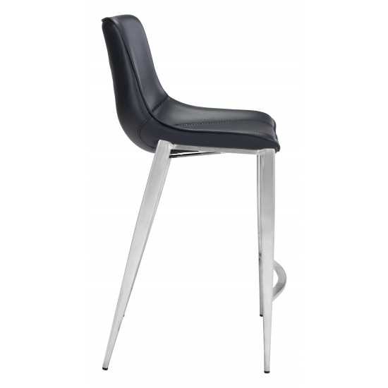 Magnus Counter Chair (Set of 2) Black & Silver