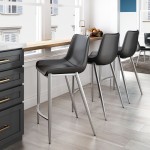 Magnus Counter Chair (Set of 2) Black & Silver