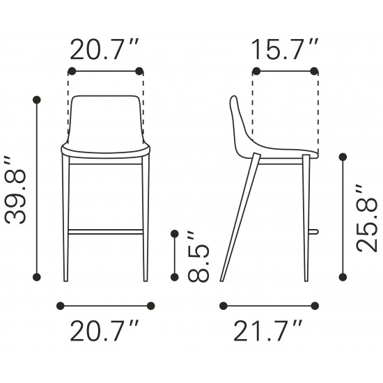 Magnus Counter Chair (Set of 2) Black & Silver