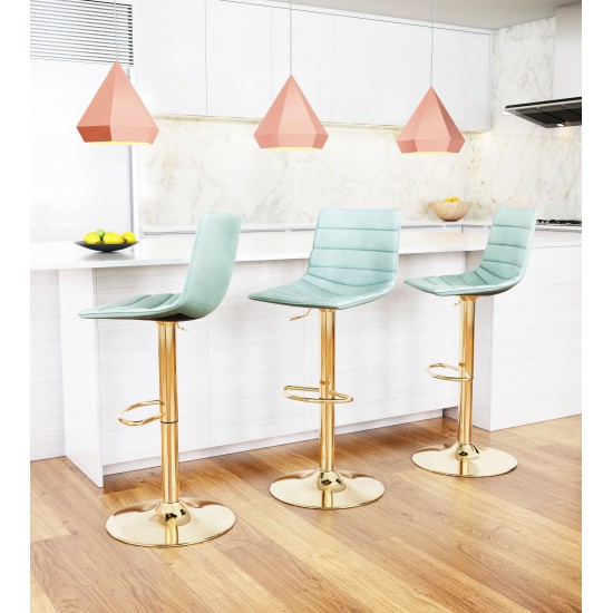 Prima Bar Chair Light Green & Gold