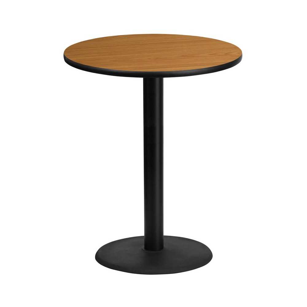 36'' Round Natural Laminate Table Top with 24'' Round Bar Height Table Base 36'' Round Natural Laminate Table Top with 24'' Round Bar Height Table Base